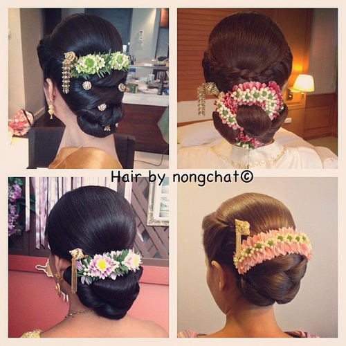 10 ทรงผมเจ้าสาวชุดไทยประดับมาลัยดอกไม้ Thai Hairstyles with flower garlands